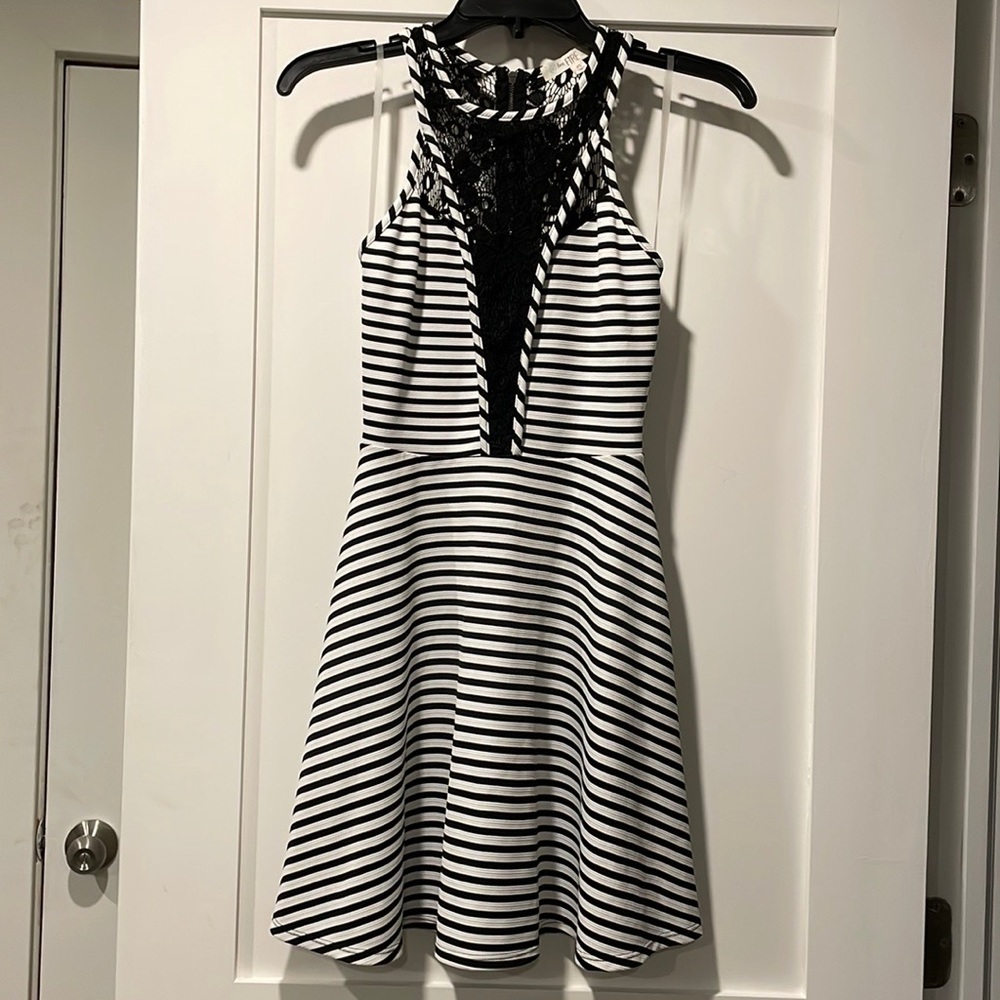 Black and White Striped A-Line Dress